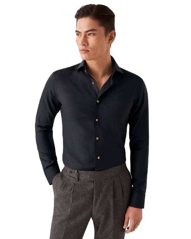 Weekend Specials Just for You Navy Blue Solid Merino Wool Contemporary Fit Shirt - ETON Weekend Specials Just for You Navy Blue Solid Merino Wool Contemporary Fit Shirt - ETON