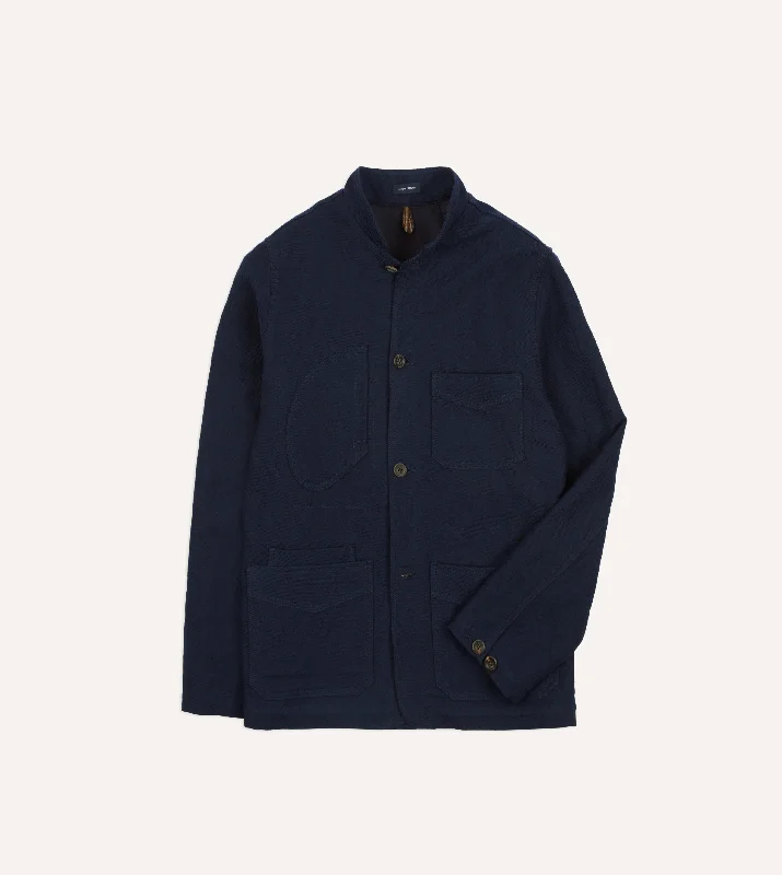 Weekend Deal Navy Wool-Cotton Five-Pocket Artist Chore Jacket