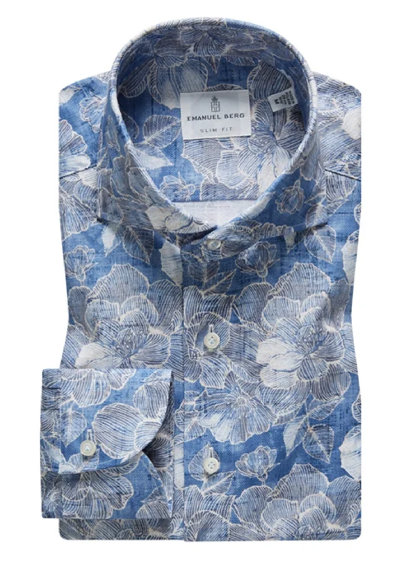 Weekend Discounts to Grab Summer Textured Hybrid Shirt SF17437 Blue