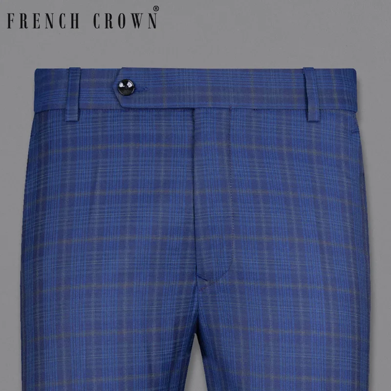 Super Sale Cloud Burst Blue Plaid Wool Rich Pant