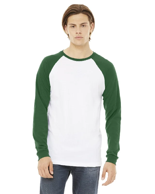 Weekend Savings Sensation Bella+Canvas Mens Baseball T-Shirt | White/ Kelly