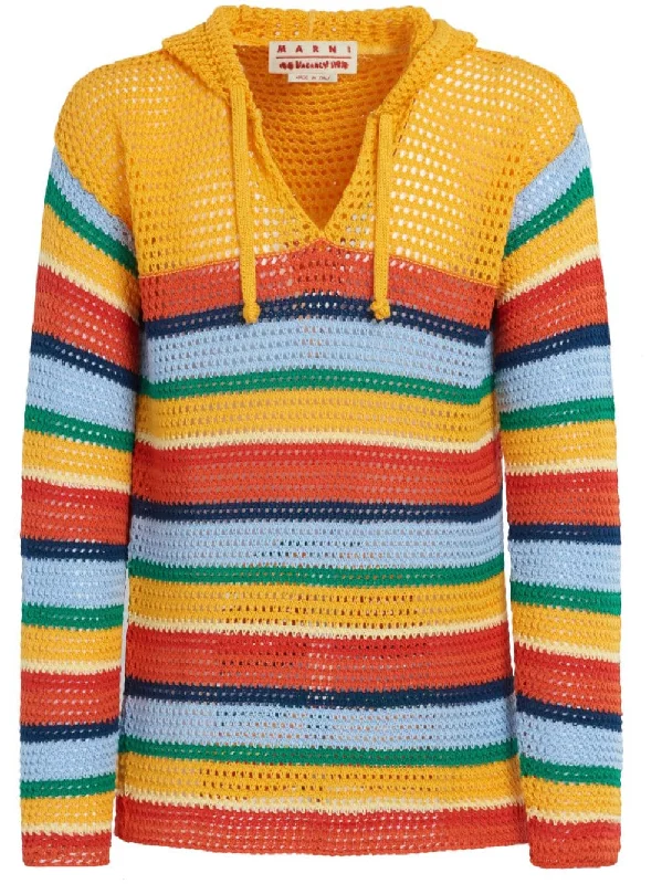 Half Price Crochet-Knit Striped Hoodie