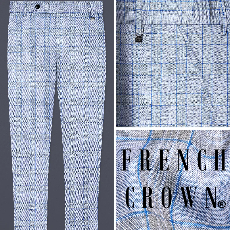 Clearance Event Slate Blue with Tapa Brown Plaid Wool Rich Pant