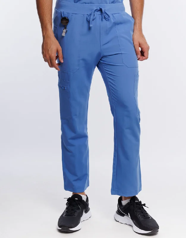 Act Now Essential Multi-Pocket Scrub Pants - Ceil Blue