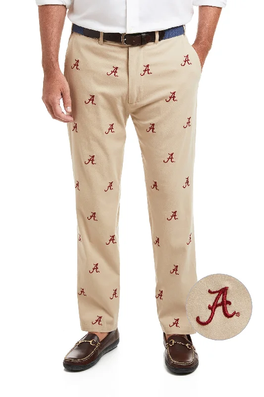 Discount Extravaganza Collegiate Stretch Twill Pant Khaki with Alabama