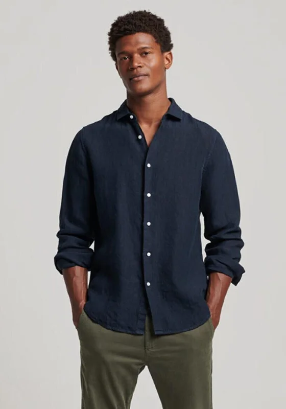 Today’s Deal Superdry Studios Casual Linen Shirt, Navy