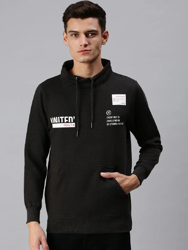 Weekend Offers That Excite Men Hooded Neck Printed Grey Sweatshirt