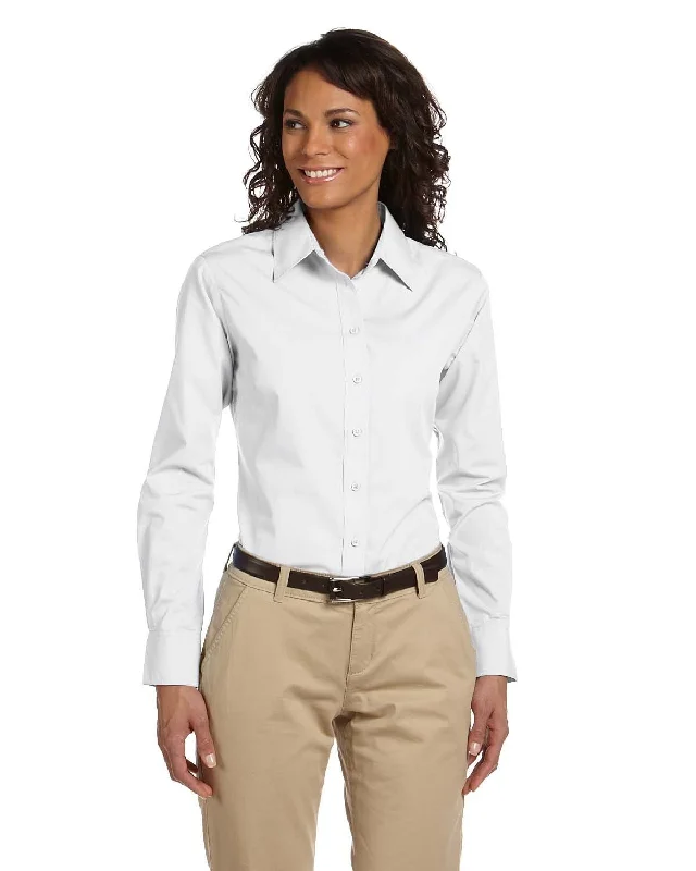 Big Savings Harriton Ladies Essential Poplin | White