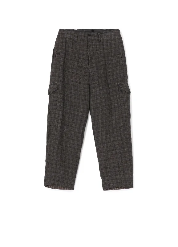 Great Deals LINEN CROSS PLAID SUSPENDER PANTS