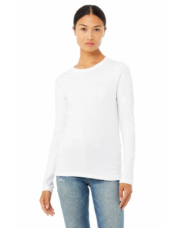 Value Deals Bella+Canvas Ladies Missy Long Sleeve Jersey T-Shirt | White