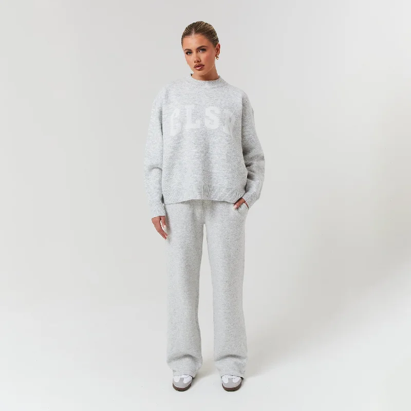 Get It Before It’s Gone Knit Crewneck Set | Light Grey Marl