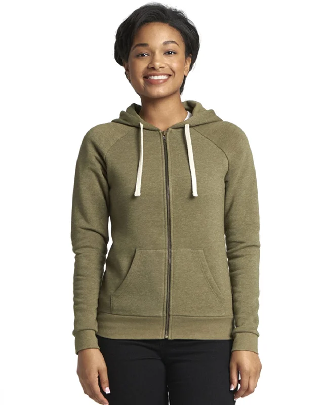 Final Markdown Next Level Apparel Ladie's Malibu Raglan Full-Zip Hooded Sweatshirt | Hthr Militry Grn Final Markdown Next Level Apparel Ladie's Malibu Raglan Full-Zip Hooded Sweatshirt | Hthr Militry Grn