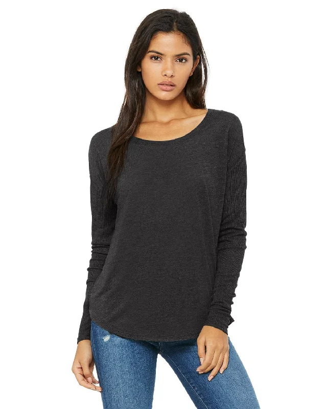 Weekend Specials You Can't Miss Bella+Canvas Ladies Flowy Long Sleeve T-Shirt with 2x1 Sleeves | Dark Gry Heather Weekend Specials You Can't Miss Bella+Canvas Ladies Flowy Long Sleeve T-Shirt with 2x1 Sleeves | Dark Gry Heather
