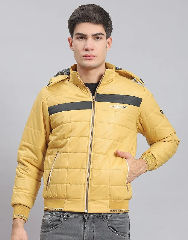 Exclusive Access Men Mustard Solid Hooded Full Sleeve Jacket