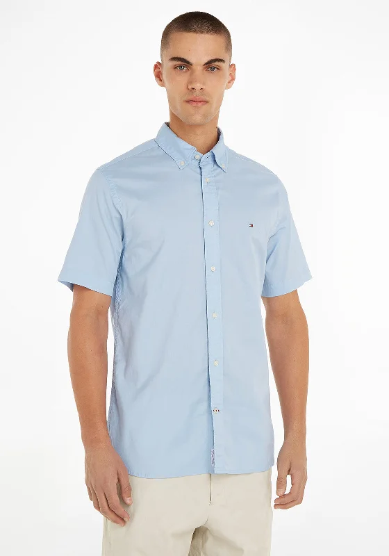 Cash Savings Tommy Hilfiger Flex Poplin Short Sleeve Shirt, Calm Blue