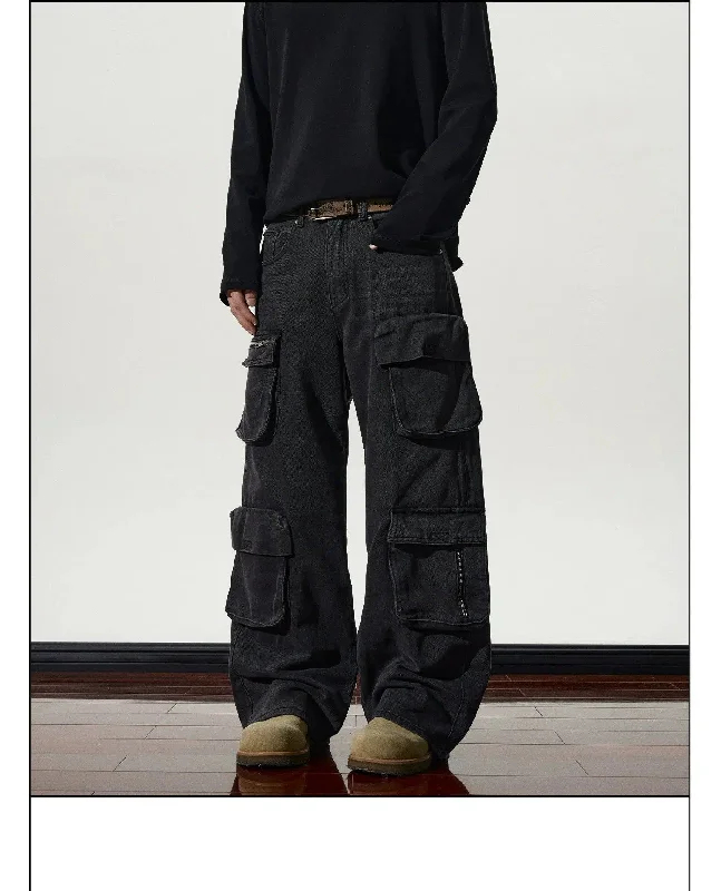 Special Offer Whiskered Multi-Pocket Cargo Jeans