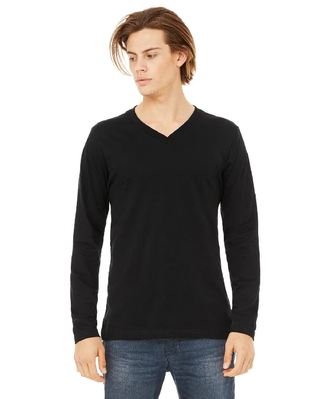 Final Clearance Bella+Canvas Long Sleeve V-Neck T-Shirt | Black