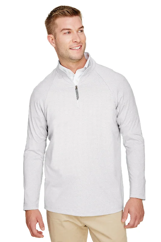 Reduced Rates Devon & Jones Mens CrownLux Clubhouse Performance Moisture Wicking 1/4 Zip Sweatshirt - Silver Grey