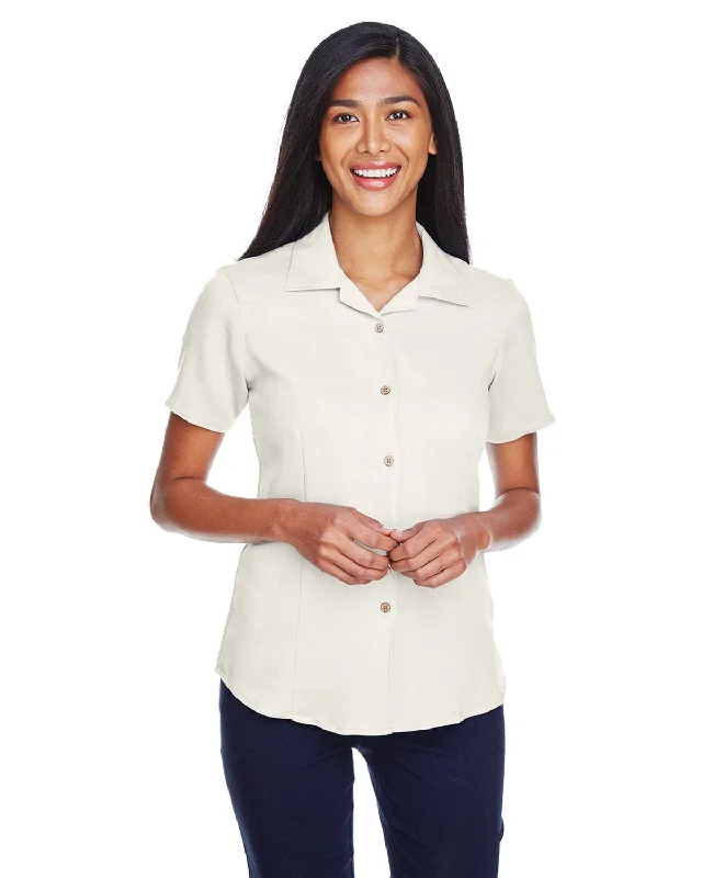 Limited Offer Harriton Ladies Bahama Cord Camp Shirt | Creme