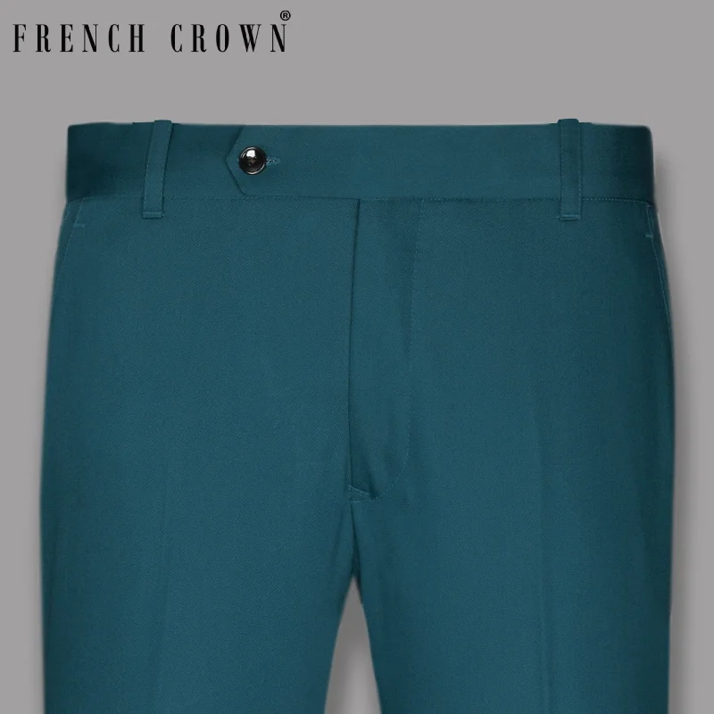 Sale Event Peacock Blue Wool Blend Formal pant