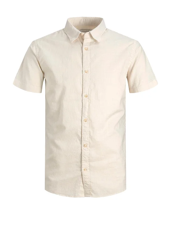 Super Bargain Jack & Jones Slub Short Sleeve Shirt, Cloud Dancer