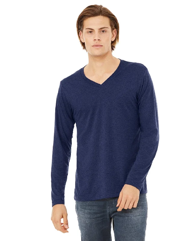 Fantastic Offers Bella+Canvas Long Sleeve V-Neck T-Shirt | Navy Triblend
