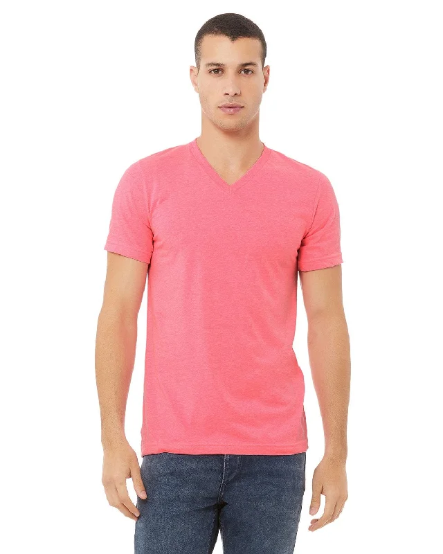 Grand Opening Sale Bella+Canvas Unisex CVC Jersey V-Neck T-Shirt | Neon Pink