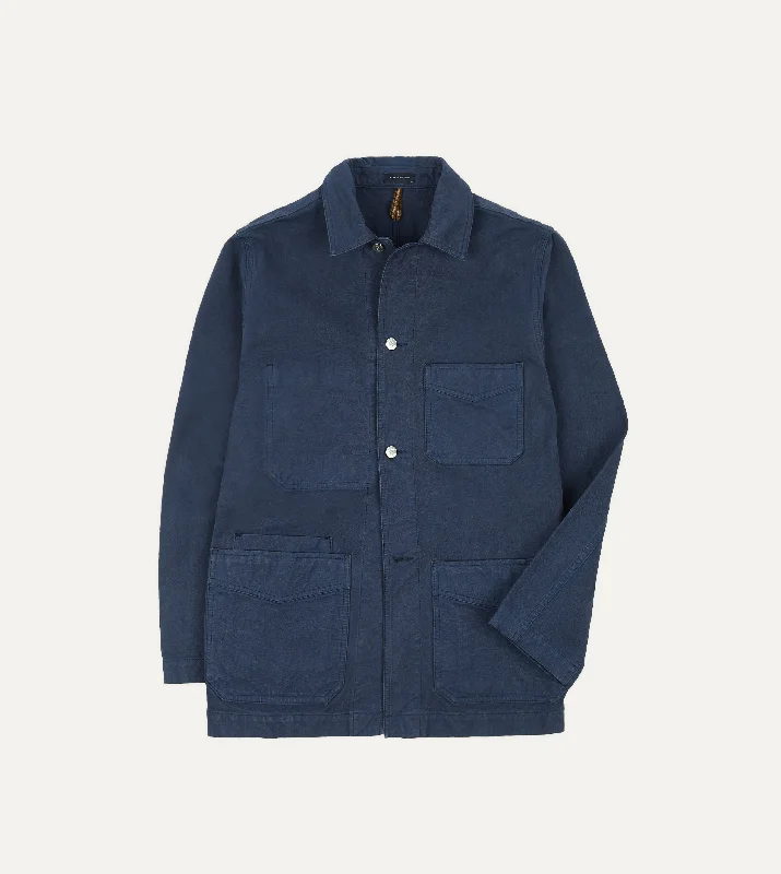 Weekend Bargains Await You Navy Cotton Duck Canvas Five-Pocket Chore Jacket