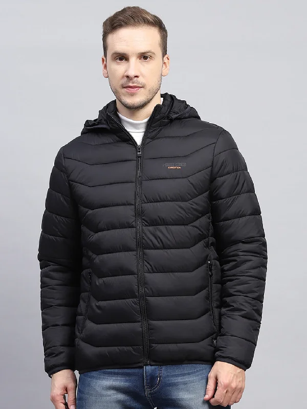 Bargain Prices Men Black Solid Hooded Full Sleeve Jacket