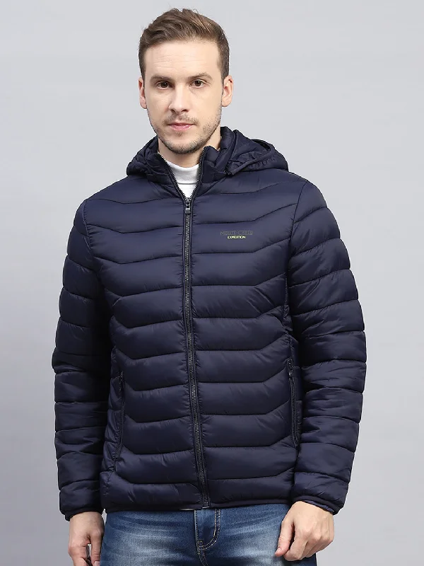 Weekend Deals That Spark Men Navy Blue Solid Hooded Full Sleeve Jacket