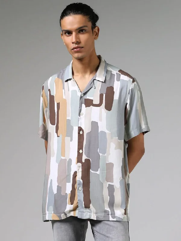New Arrival Nuon Multicolor Abstract Printed Relaxed-Fit Shirt