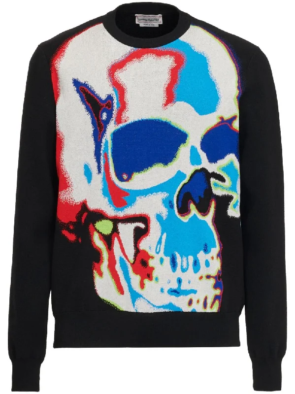 Special Promotion Skull Graffiti Intarsia-Knit Sweater