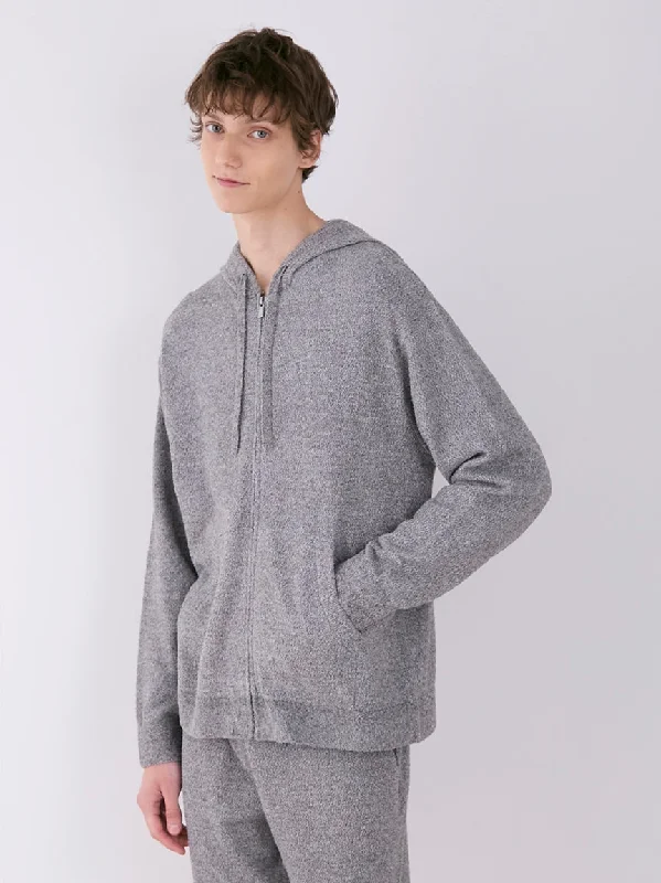 Savings Bonanza MEN'S Melange Jacquard Cozy Zip Up Hoodie