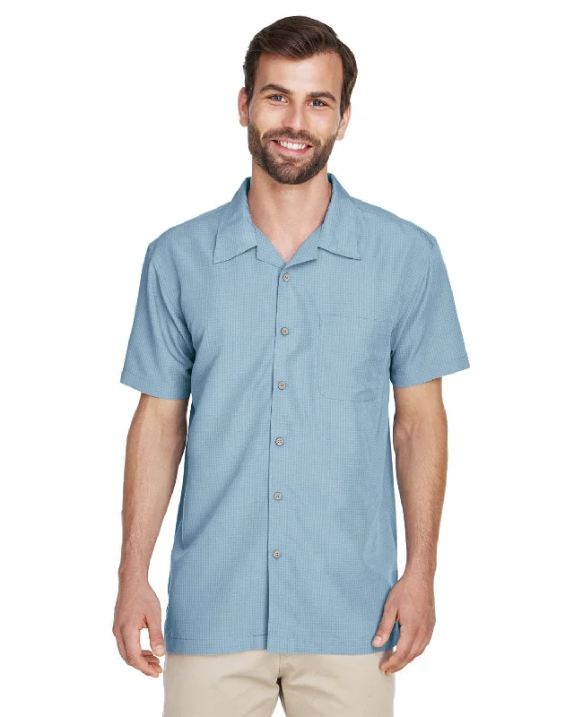 Buy Now Harriton Barbados Textured Camp Shirt | Cloud Blue