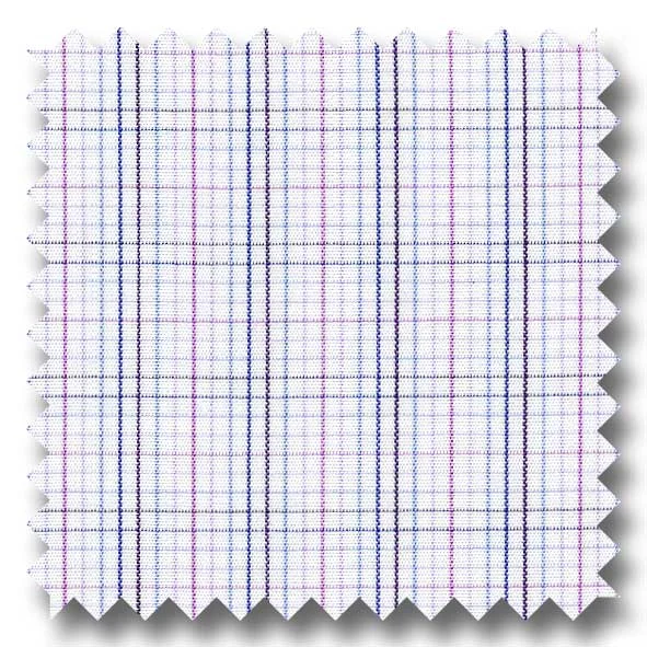 Reduced Price Blue and Burgundy Multiple Check 2Ply Broadcloth - Custom Dress Shirt