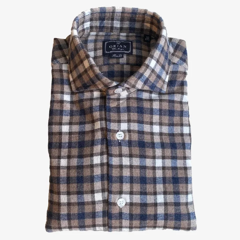 Weekend Specials You Can't Miss Blue & Beige Flannel Check Shirt Slim Fit- Orian