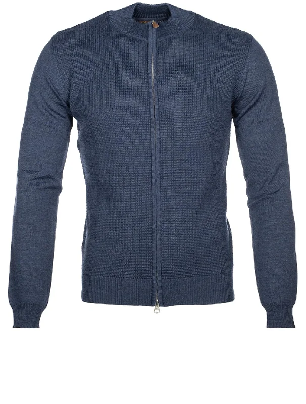 Lowest Prices Strukturierte Strickjacke mit Reißverschluss Blau