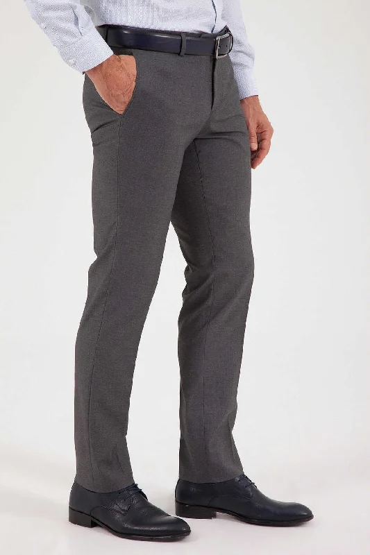 Midnight Sale Slim Fit Side Pocket Textured Gray Low Waist Dress Pants