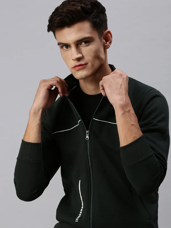 Super Deal Men Solid Green Sweatshirt