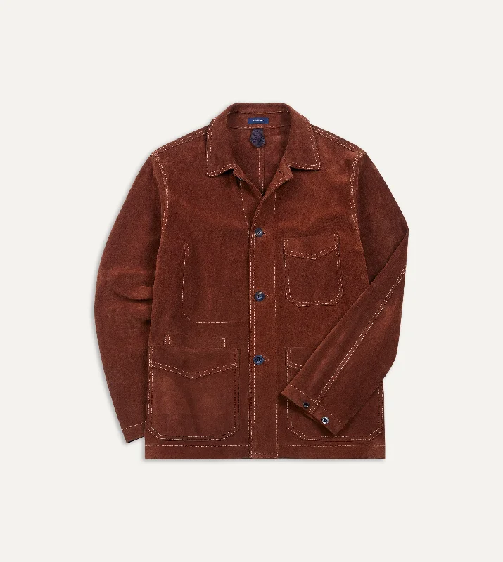 Weekend Deals to Make You Happy Rust Heavyweight Suede Five-Pocket Chore Jacket