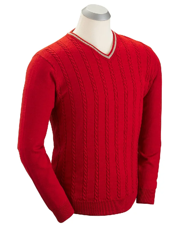 Weekend Specials to Relish Cable-Front V-Neck Sweater