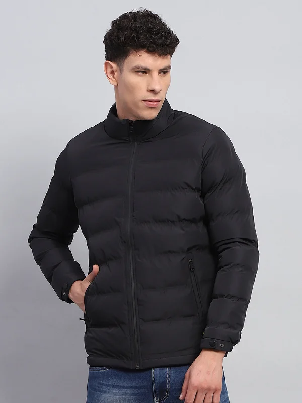 Sale Event Men Black Solid Mock Neck Full Sleeve Jacket