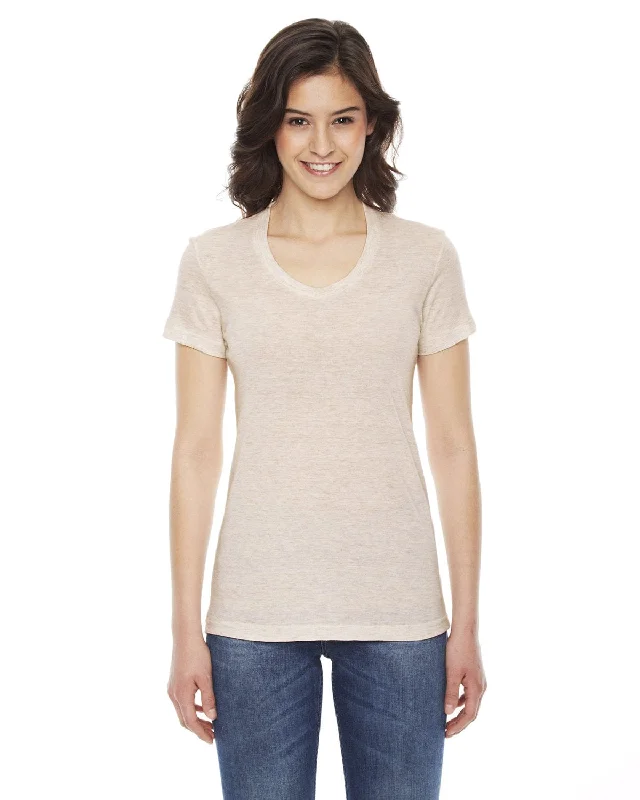 One-DAY Sale American Apparel Ladies Triblend Short Sleeve Track T-Shirt | Tri Oatmeal