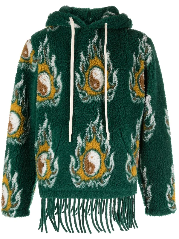 Hurry In Cosmo Patterned-Jacquard Drawstring Hoodie