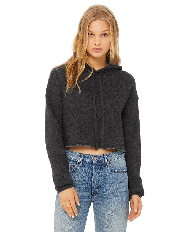Epic Value Bella+Canvas Ladies Cropped Fleece Hoodie | Dark Gry Heather