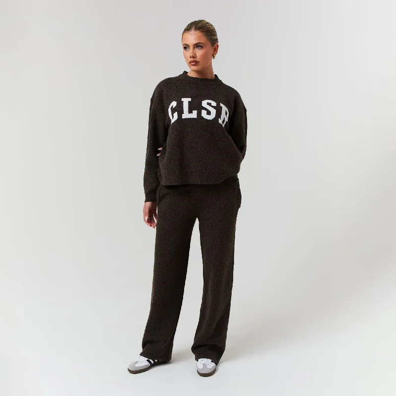 Act Now Knit Crewneck Set | Brown Marl