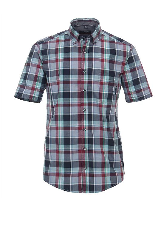 Bargain Prices Casa Moda Check Short Sleeve Shirt, Wine Multi