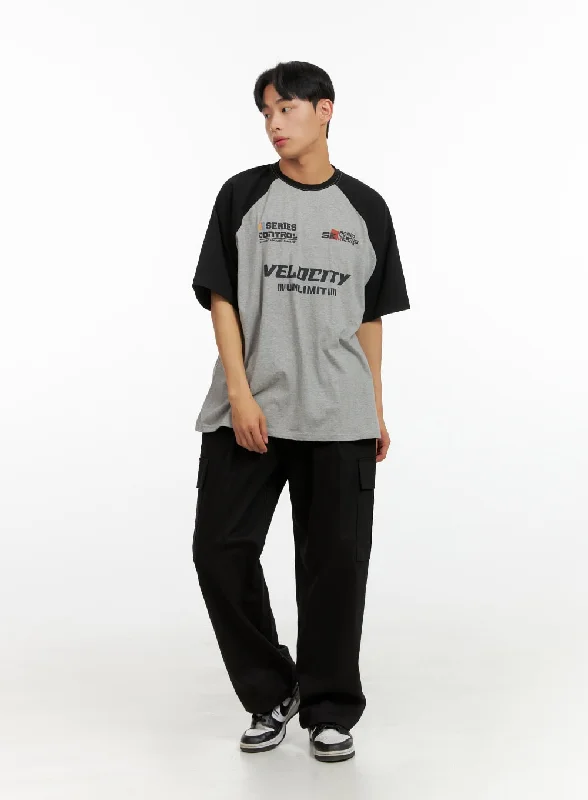 Don't Delay Men's Solid Cargo Pants (Black) IU412