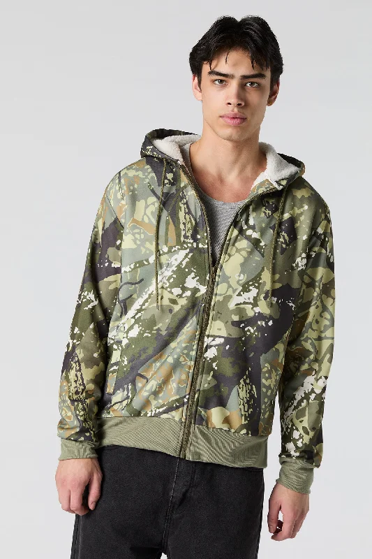 Discount Days Sherpa Lined Zip-Up Fleece Hoodie