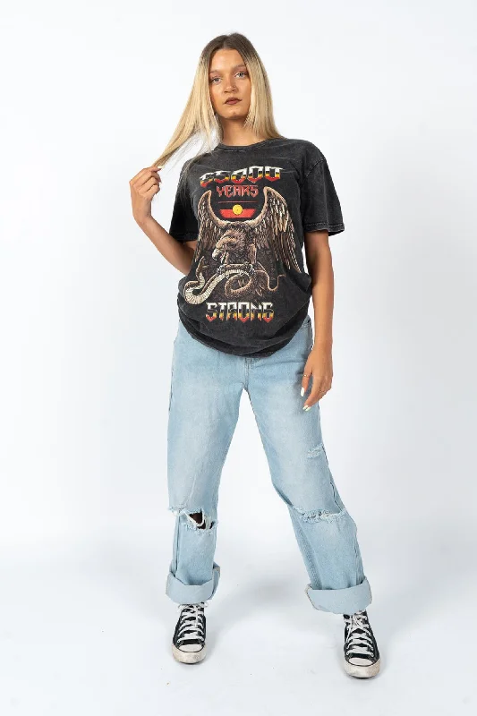 Best Bargains 65,000 Years Strong Black Stone Wash Cotton Crew Neck Unisex T-Shirt
